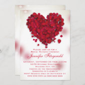 Invitation Red Rose Petals Love Heart Fête des mariées (Devant / Derrière)