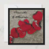 Invitation Red Rose Petals sur Sand Beach Mariage (Dos)