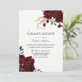 Invitation Red Rose Romantic Floral Graduation Party (Debout devant)