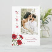 Invitation Red Rose Romantic Wedding Save the Date (Debout devant)
