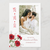 Invitation Red Rose Romantic Wedding Save the Date (Devant)