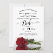 Invitation Red Rose romantique espagnol Boda Mariage (Devant)
