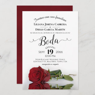 Invitation Red Rose romantique espagnol Boda Mariage
