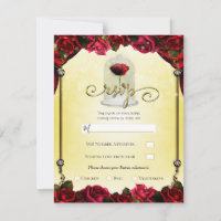 Red Rose Yellow Gold Princesse Sparkle Party RSVP