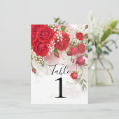 Invitation Red Roses & Babys Breath Elegant Floral Wedding  (Debout devant)