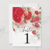 Invitation Red Roses & Babys Breath Elegant Floral Wedding  (Devant)