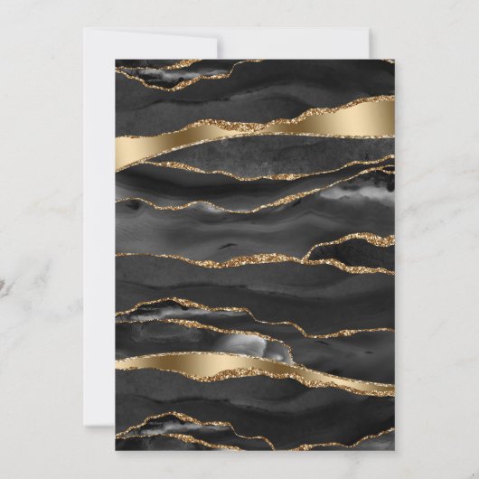 Invitation Red Roses Black Gold N'importe quel nombre Anniver (Dos)