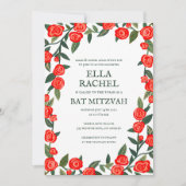 Invitation Red Roses Custom Bat Bar Mitzvah QR Code Girl (Devant)