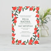 Invitation Red Roses Custom Bat Bar Mitzvah QR Code Girl (Debout devant)