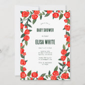 Invitation Red Roses CUSTOM QR Code BABY SHOWER (Devant)