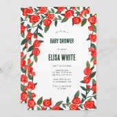 Invitation Red Roses CUSTOM QR Code BABY SHOWER (Devant / Derrière)