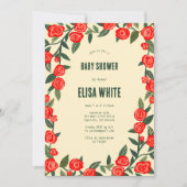 Invitation Red Roses CUSTOM QR Code BABY SHOWER (Devant)