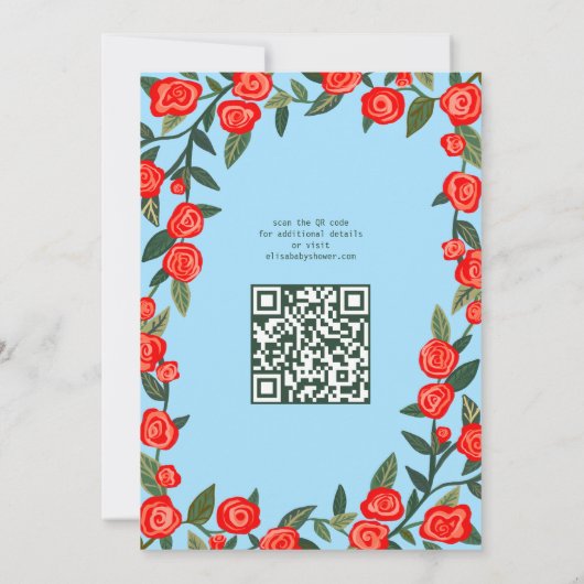 Invitation Red Roses CUSTOM QR Code BABY SHOWER (Dos)