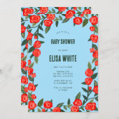 Invitation Red Roses CUSTOM QR Code BABY SHOWER (Devant / Derrière)