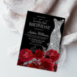 Invitation Red Roses Diamond Gown Noir 21e fête d'anniversair<br><div class="desc">Red Roses Diamond Gown Black 21st Birthday Party Invitation Voir la collection correspondante dans Niche et Nest Store Merci beaucoup</div>