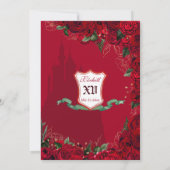 Invitation Red Roses Élégant Château Princesse Quinceanera (Dos)