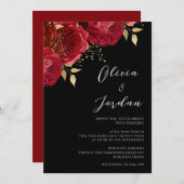 Invitation Red Roses Élégant Mariage moderne (Devant / Derrière)