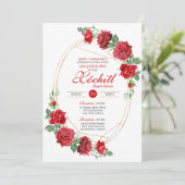 Invitation Red Roses Elégant Quinceanera de luxe (Debout devant)