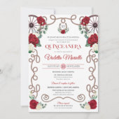 Invitation Red Roses Elegant Western Charro Quinceanera (Devant)