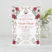 Invitation Red Roses Elegant Western Charro Quinceanera (Debout devant)