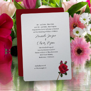 Invitation Red Roses Élégants Parents Noms Mariage