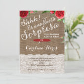 Invitation Red Roses Espagne Surprise fête d'anniversaire (Debout devant)