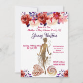 Invitation Red Roses fleurit Floral Fête des Mères Fête de la (Devant)