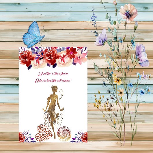 Invitation Red Roses fleurit Floral Fête des Mères Fête de la