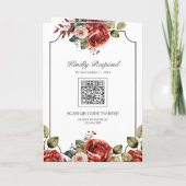 Invitation Red Roses Floral Frame Photo QR Code Wedding (Dos)