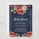 Invitation Red Roses Floral Photo QR Code Marine Fête des mar (Devant)