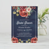 Invitation Red Roses Floral Photo QR Code Marine Fête des mar (Debout devant)