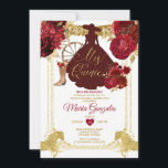 Invitation Red Roses Gold Mis Quince 15 Anos Quinceañera<br><div class="desc">Quinceañeran Red Roses Gold Crown Parties scintillant Invitation Mis Quince 15 Anos,  16e anniversaire, </div>
