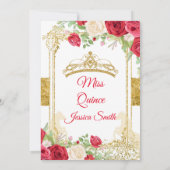 Invitation Red Roses & Gold Miss Quinceaña Mexicaine (Dos)