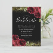 Invitation Red Roses Gold Parties scintillant Bachelorette Pa (Debout devant)