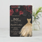 Invitation Red Roses Gold Parties scintillant robe Fête des m (Debout devant)