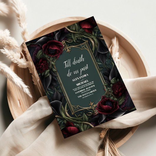 Invitation Red Roses gothique Mariage d'Halloween