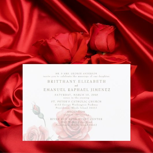 Invitation Red Roses Mariées Parents 2 Mariage du lieu