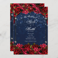 Red Roses Marine Blue Gold Enchanted Floral Mariag