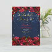 Invitation Red Roses Marine Blue Gold Enchanted Sweet 16 16e (Debout devant)