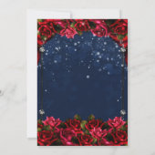 Invitation Red Roses Marine Blue Gold Enchanted Sweet 16 16e (Dos)