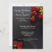 Invitation Red Roses on Black Elegant Wedding (Devant)