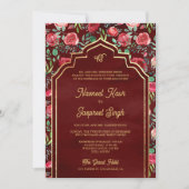 Invitation Red Roses Photo Anand Karaj Sikh Mariage (Devant)