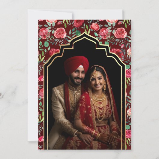 Invitation Red Roses Photo Anand Karaj Sikh Mariage (Dos)