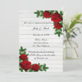 Invitation Red Roses & Pine Branch Christmas Engagement Party (Debout devant)