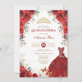 Invitation Red Roses Quinceañera Mis Quince 15e anniversaire (Devant)