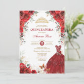 Invitation Red Roses Quinceañera Mis Quince 15e anniversaire (Debout devant)