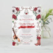 Invitation Red Roses Quinceanera Ouest Elegant Charro (Debout devant)