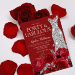 Invitation Red Roses Silver Diamond Gown 40e fête d'anniversa<br><div class="desc">Red Roses Silver Diamond Gown 40th Birthday Party 40 and Fabulous Invitation Voir la collection correspondante dans Niche et Nest Store Merci beaucoup</div>