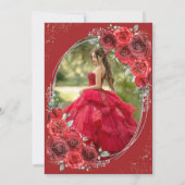 Invitation Red Roses Silver Quinceañera 15e anniversaire fête (Dos)