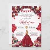 Invitation Red Roses Sweet 15 Valentine's Quinceanera (Devant)